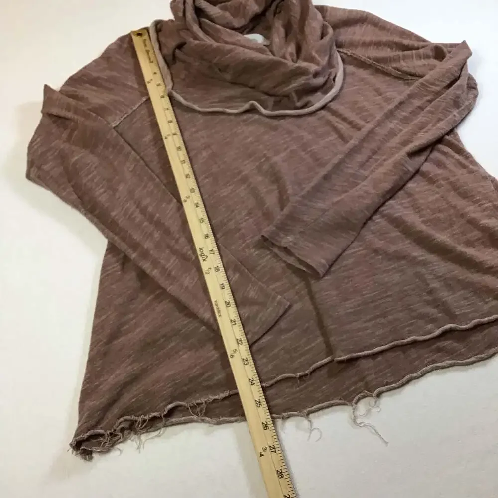 Free People Beach Marl Pullover Top Medium Large boho Dusty Pink Shirt